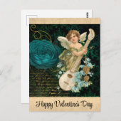 Valentijnsdag Victoriaans Angel Floral Briefkaart (Voorkant / Achterkant)