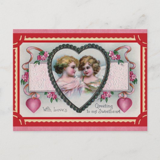 Valentijnsdag Victoriaans Angel Groeten Briefkaart (Voorkant)