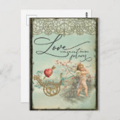 Valentijnsdag Victoriaans Angel Love Briefkaart (Voorkant / Achterkant)
