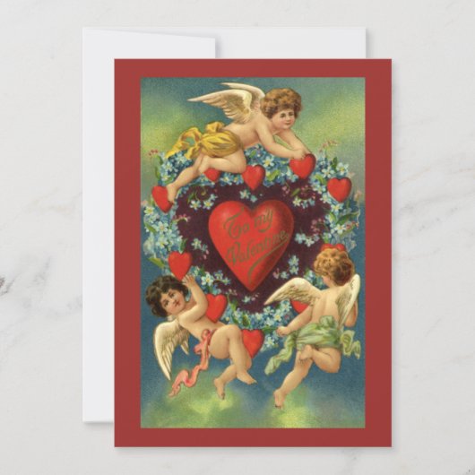 Valentijnsdag, Victoriaans Angels Hearts Kaart (Voorkant)