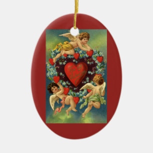 Valentijnsdag, Victoriaans Angels Hearts Keramisch Ornament