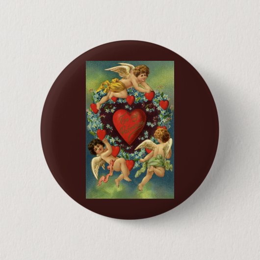  Valentijnsdag, Victoriaans Angels Hearts Ronde Button 5,7 Cm (Voorkant)