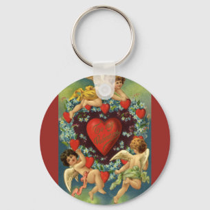  Valentijnsdag, Victoriaans Angels Hearts Sleutelhanger