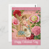  Valentijnsdag Victoriaans Cherub Floral Briefkaart (Voorkant / Achterkant)