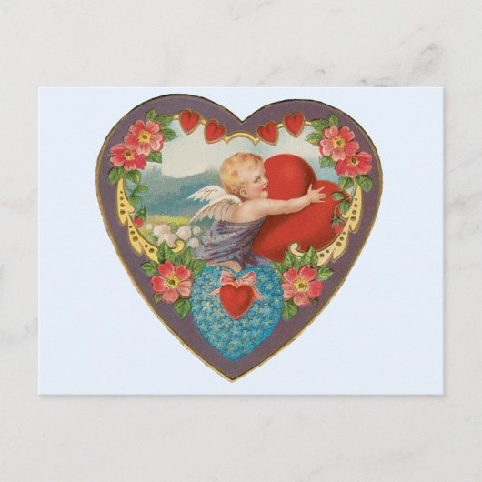  Valentijnsdag, Victoriaans Cherub harten Feestdagenkaart (Voorkant)