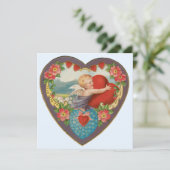  Valentijnsdag, Victoriaans Cherub harten Feestdagenkaart (Staand voorkant)