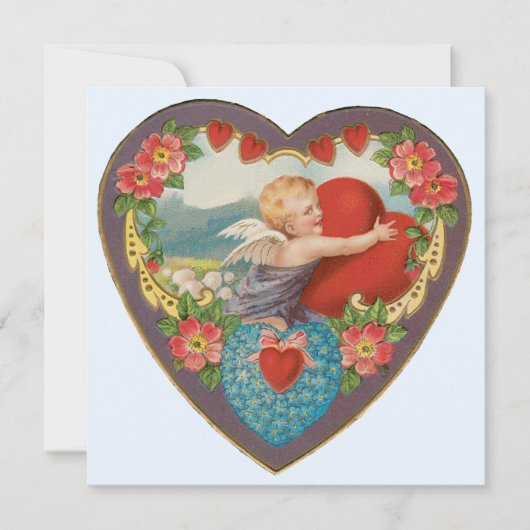  Valentijnsdag, Victoriaans Cherub harten Feestdagenkaart (Voorkant)