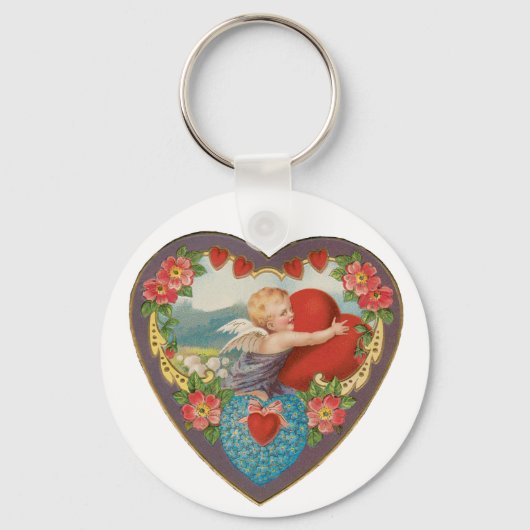  Valentijnsdag, Victoriaans Cherub harten Sleutelhanger (Voorkant)
