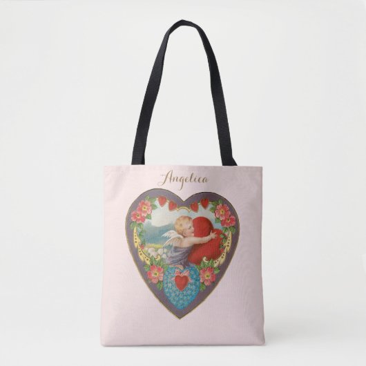  Valentijnsdag, Victoriaans Cherub harten Tote Bag (Voorkant)