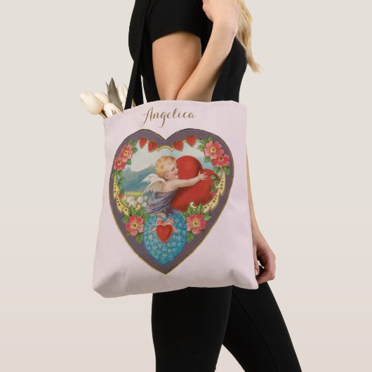  Valentijnsdag, Victoriaans Cherub harten Tote Bag (Dichtbij)
