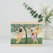  Valentijnsdag Victoriaans Cherub Hearts Briefkaart (Staand voorkant)