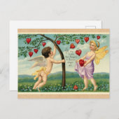  Valentijnsdag Victoriaans Cherub Hearts Briefkaart (Voorkant / Achterkant)
