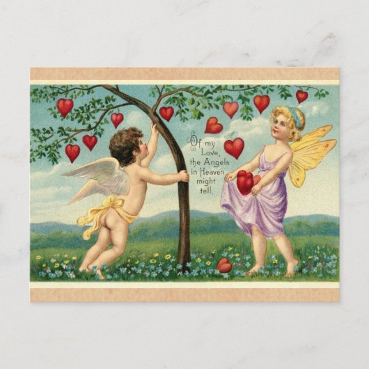  Valentijnsdag Victoriaans Cherub Hearts Briefkaart (Voorkant)