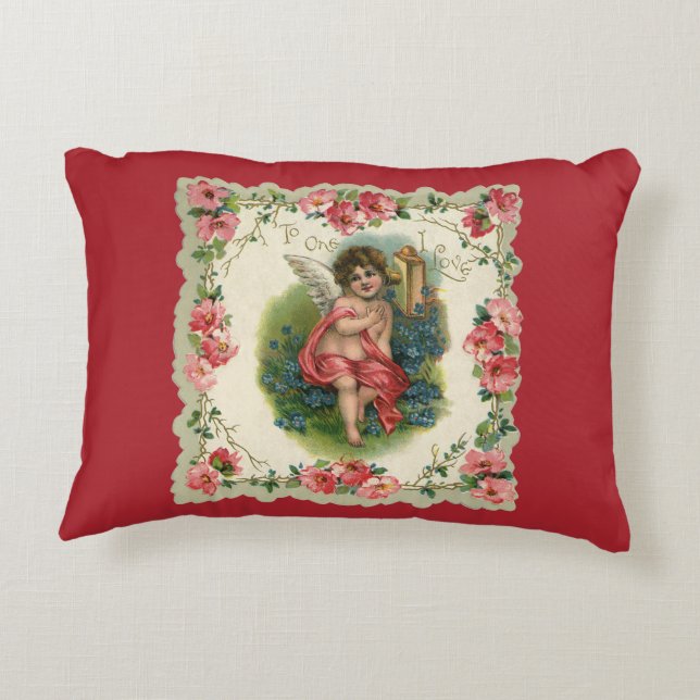  Valentijnsdag Victoriaans Cherub op telefoon Decoratief Kussen (Achterkant)