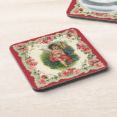 Valentijnsdag Victoriaans Cherub op telefoon Drankjes Onderzetter (Linkerzijde)