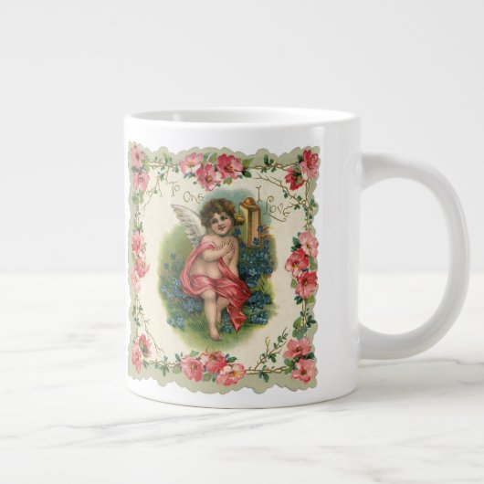  Valentijnsdag Victoriaans Cherub op telefoon Grote Koffiekop (Rechts)