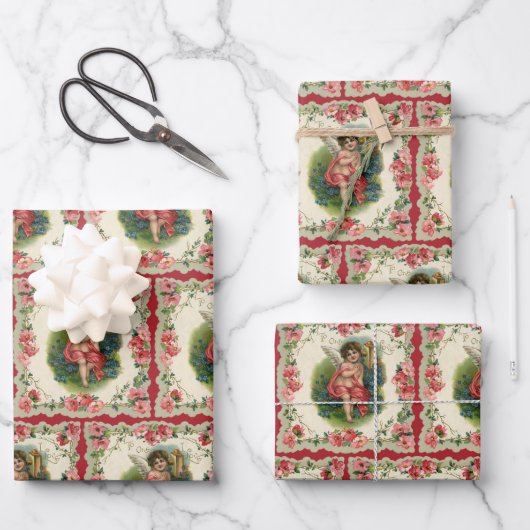  Valentijnsdag Victoriaans Cherub op telefoon Inpakpapier Vel (Voorkant)
