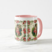 Valentijnsdag Victoriaans Cherub op telefoon Mok (Voorkant rechts)