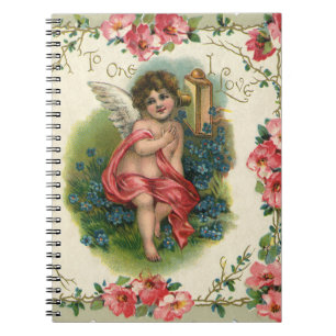 Valentijnsdag Victoriaans Cherub op telefoon Notitieboek