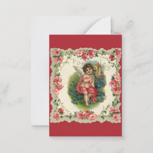  Valentijnsdag Victoriaans Cherub op telefoon Notitiekaartje (Voorkant)