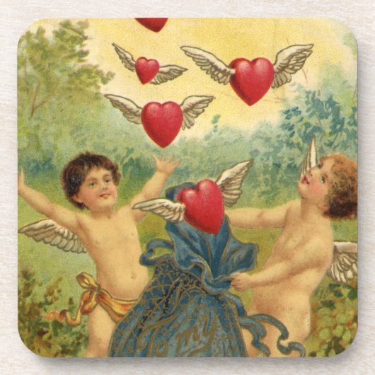  Valentijnsdag, Victoriaans Cherubs Harten Bier Onderzetter (Voorkant)
