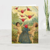 Valentijnsdag, Victoriaans Cherubs Harten Feestdagen Kaart (Voorkant)