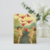 Valentijnsdag, Victoriaans Cherubs Harten Feestdagenkaart (Staand voorkant)