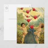 Valentijnsdag, Victoriaans Cherubs Harten Feestdagenkaart (Voorkant / Achterkant)
