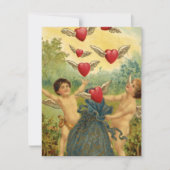 Valentijnsdag, Victoriaans Cherubs Harten Feestdagenkaart (Voorkant)