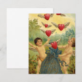 Valentijnsdag, Victoriaans Cherubs Harten Feestdagenkaart (Voorkant / Achterkant)