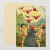  Valentijnsdag, Victoriaans Cherubs Harten Feestdagenkaart (Voorkant / Achterkant)
