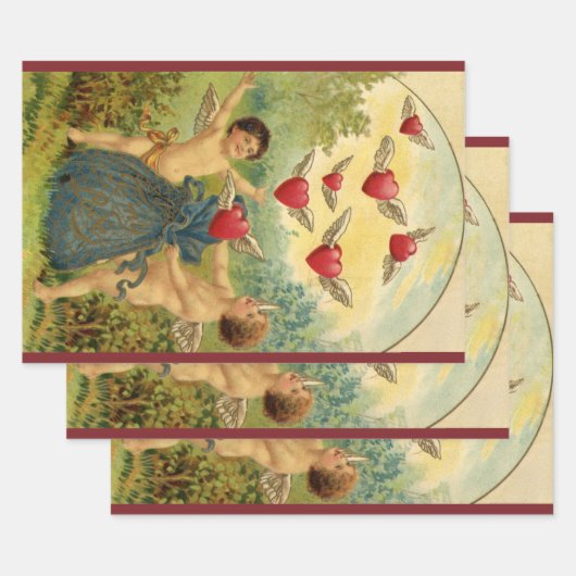  Valentijnsdag, Victoriaans Cherubs Harten Inpakpapier Vel (Set)