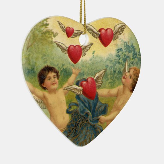  Valentijnsdag, Victoriaans Cherubs Harten Keramisch Ornament (Rechts)