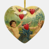  Valentijnsdag, Victoriaans Cherubs Harten Keramisch Ornament (Voorkant)