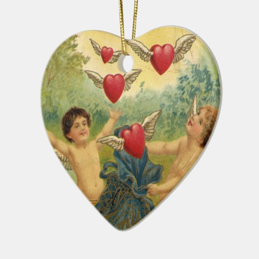  Valentijnsdag, Victoriaans Cherubs Harten Keramisch Ornament (Links)