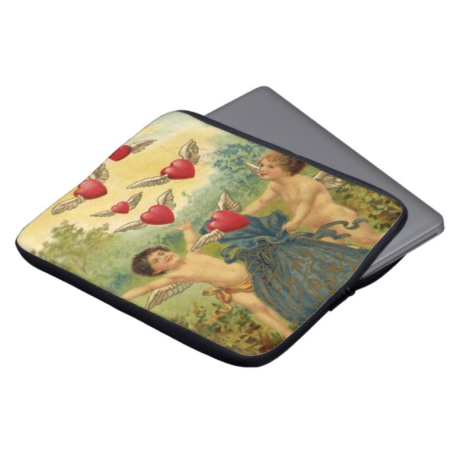  Valentijnsdag, Victoriaans Cherubs Harten Laptop Sleeve (Voorkant top)