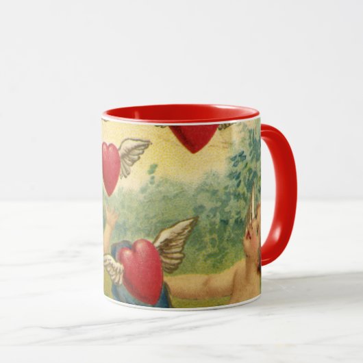  Valentijnsdag, Victoriaans Cherubs Harten Mok (Voorkant rechts)