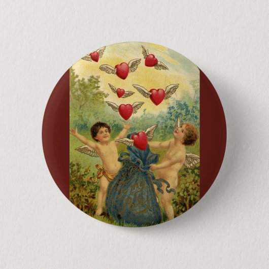  Valentijnsdag, Victoriaans Cherubs Harten Ronde Button 5,7 Cm (Voorkant)