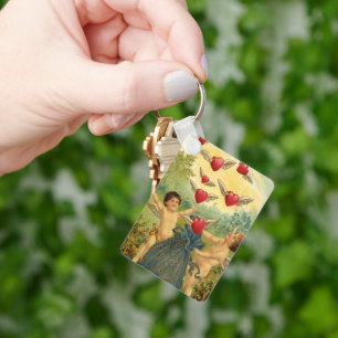  Valentijnsdag, Victoriaans Cherubs Harten Sleutelhanger