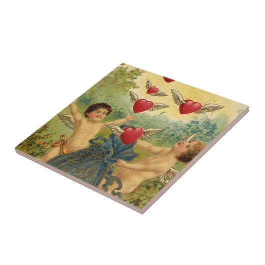  Valentijnsdag, Victoriaans Cherubs Harten Tegeltje (Zijkant)