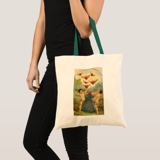  Valentijnsdag, Victoriaans Cherubs Harten Tote Bag (Voorkant (product))