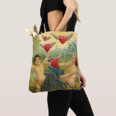  Valentijnsdag, Victoriaans Cherubs Harten Tote Bag (Dichtbij)