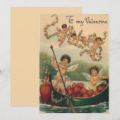 Valentijnsdag, Victoriaans Cherubs in Boot Feestdagenkaart (Voorkant / Achterkant)