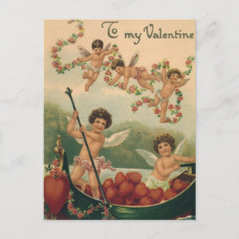  Valentijnsdag, Victoriaans Cherubs in Boot Feestdagenkaart