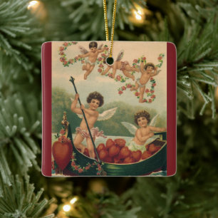  Valentijnsdag, Victoriaans Cherubs in Boot Keramisch Ornament