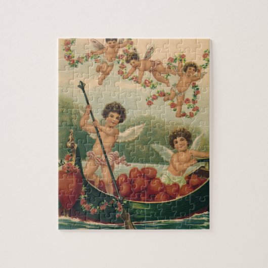 Valentijnsdag, Victoriaans Cherubs in Boot Legpuzzel (Verticaal)