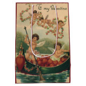 Valentijnsdag, Victoriaans Cherubs in Boot Medium Cadeauzakje (Achterkant)
