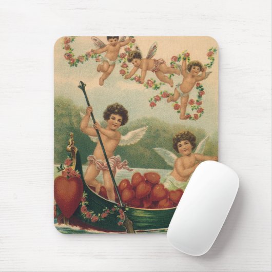 Valentijnsdag, Victoriaans Cherubs in Boot Muismat (Met muis)