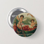  Valentijnsdag, Victoriaans Cherubs in Boot Ronde Button 5,7 Cm (Voorkant /achterkant)
