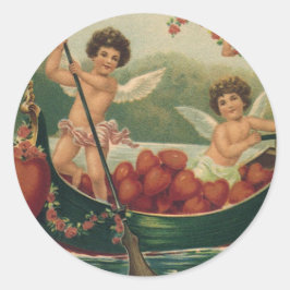  Valentijnsdag, Victoriaans Cherubs in Boot Ronde Sticker